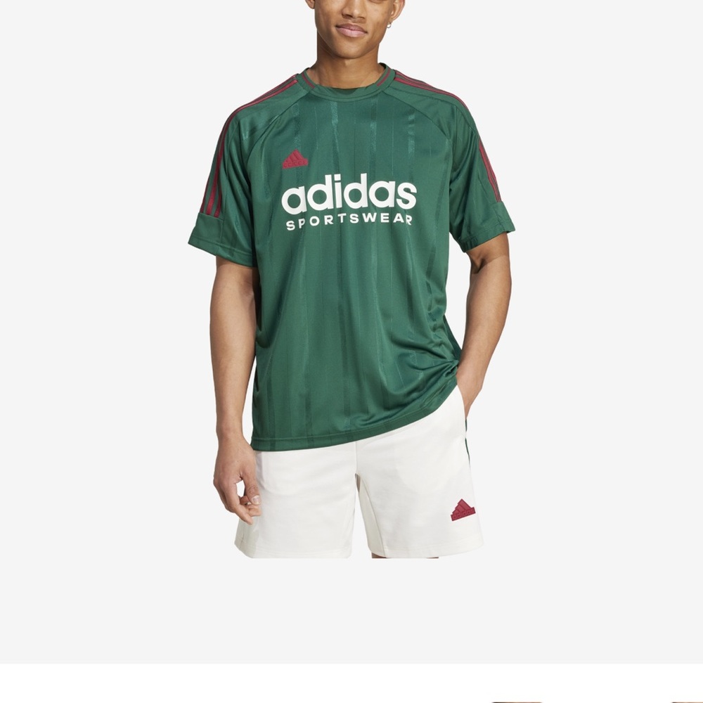 Adidas Men's Green and Red Sports Jersey
